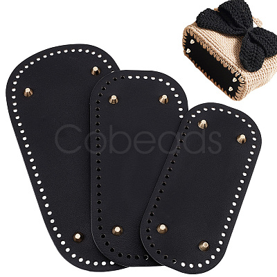 PandaHall Elite 3Pcs 3 Style Oval PU Leather Knitting Crochet Bags Nail Bottom Shaper Pad DIY-PH0009-84-1