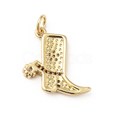 Rack Plating Brass Micro Pave Clear Cubic Zirconia Pendants X-KK-E060-22G-1