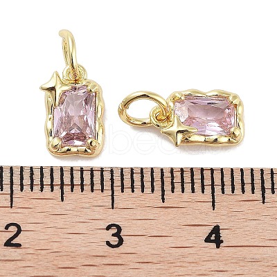 Brass Micro Pave Cubic Zirconia Charms KK-C051-10G-03-1