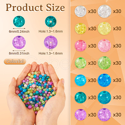 420Pcs 14 Style Transparent Spray Painted Crackle Glass Beads Strands CCG-TA0002-04-1