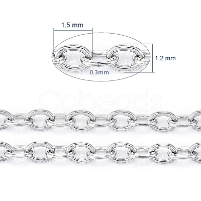 Tarnish Resistant 304 Stainless Steel Cable Chains CHS-F007-01P-A-1