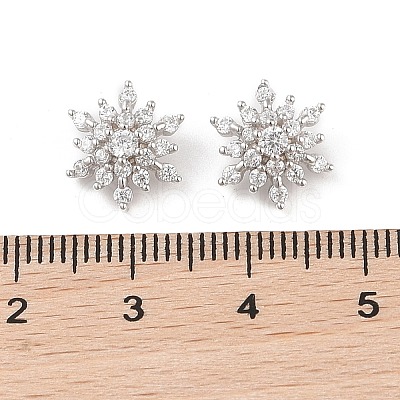 Rhodium Plated 925 Silver Pave Clear Cubic Zirconia Snowflake Charms STER-O006-04P-1