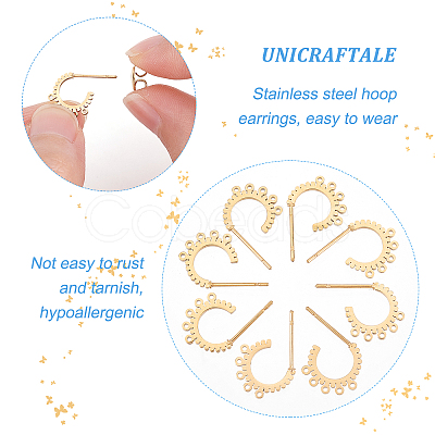 Unicraftale 4 Pairs 304 Stainless Steel Stud Earring Findings STAS-UN0034-57-1