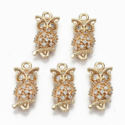 Brass Micro Pave Cubic Zirconia Pendants KK-S359-026-RS-1