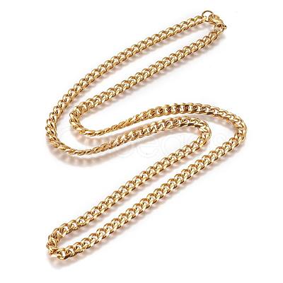 304 Stainless Steel Cuban Link Chain Necklaces NJEW-L159-02B-G-1