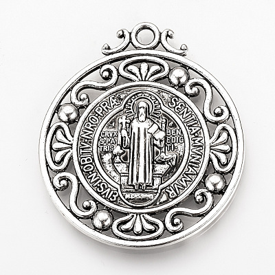 Tibetan Style Alloy Pendants X-TIBEP-Q078-01AS-RS-1