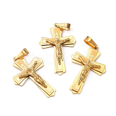 Golden 304 Stainless Steel Crucifix Cross Big Pendants for Easter STAS-V0493-79B-1