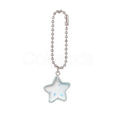 12Pcs 2 Styles Gradient Color Star & Heart Resin Pendant Decorations HJEW-JM00868-1