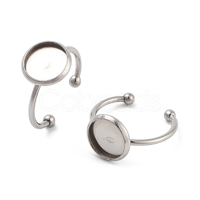 Tarnish Resistant 304 Stainless Steel Open Cuff Ring Components STAS-B072-09C-P-1