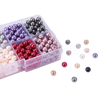 10 Color Eco-Friendly Pearlized Round Glass Pearl Beads HY-PH0010-03-1