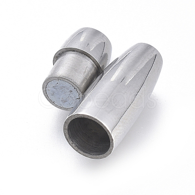 Tarnish Resistant 304 Stainless Steel Magnetic Clasps with Glue-in Ends STAS-D242-02P-A-1