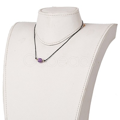 Faceted Natural Dyed Amethyst Pendant Necklaces NJEW-JN03230-03-1