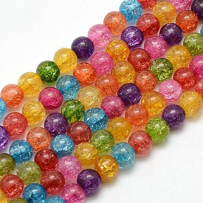 Synthetic Crackle Quartz Round Bead Strands G-L155-6mm-02-1