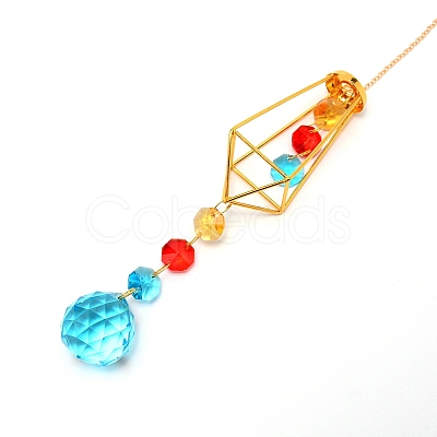 Colorful Glass Hanging Crystal Pendant Ornament HJEW-TAC0012-19-1