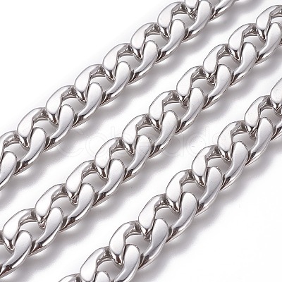 Tarnish Resistant 304 Stainless Steel Cuban Link Chains CHS-E018-14P-1