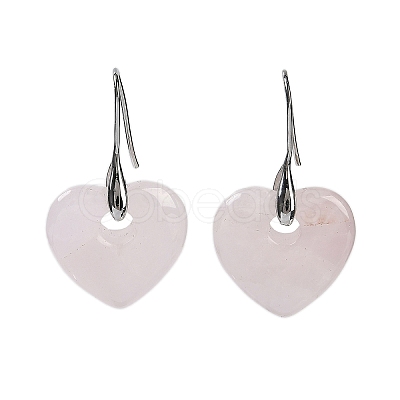 Natural Rose Quartz Dangle Earrings EJEW-C119-03P-08-1