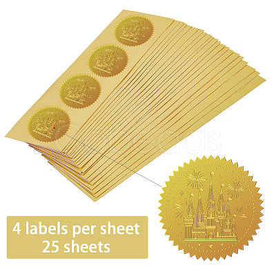 Self Adhesive Gold Foil Embossed Stickers DIY-WH0211-380-1