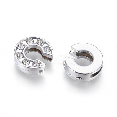 Alloy Initial Slide Charms with Grade A Rhinestones ALRI-R032-C-FF-1