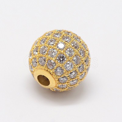 CZ Brass Micro Pave Cubic Zirconia Round Beads ZIRC-L017-03-1