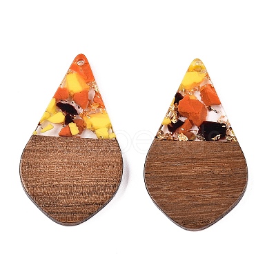 Transparent Resin and Walnut Wood Pendants RESI-T057-06M-1