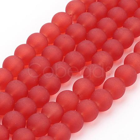 Frosted Glass Bead Strands GGB8MMY-DK35-1