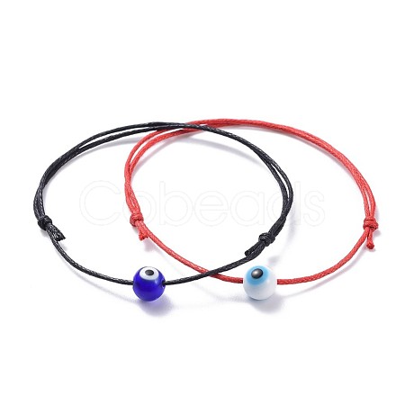 Adjustable Waxed Cotton Cord Bracelet Sets BJEW-JB04463-1