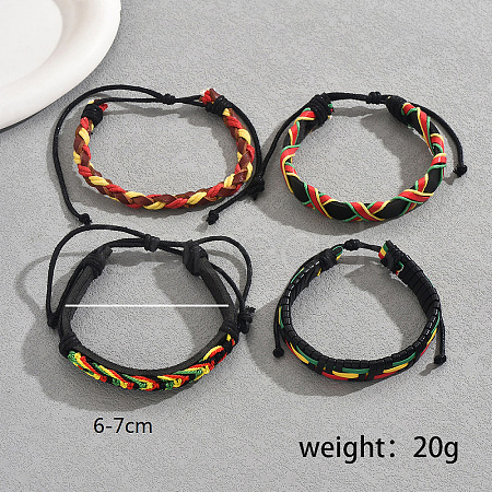 Bohemian Style Handmade PU Leather Adjustable Bracelet Sets FL7355-1-1