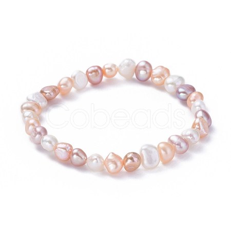 Natural Pearl Beaded Stretch Bracelets BJEW-JB04528-01-1