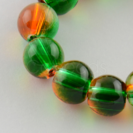 Spray Painted Transparent Glass Beads Strands X-DGLA-R023-8mm-04-1