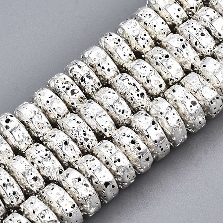 Electroplated Natural Lava Rock Beads Strands X-G-T114-67S-1