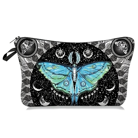 Butterfly Print Linen Cosmetic Zipper Pouches PW-WG8E7F0-03-1