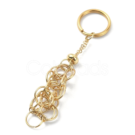 Brass Braided Macrame Pouch Empty Stone Holder for Keychain KEYC-TA00020-02-1