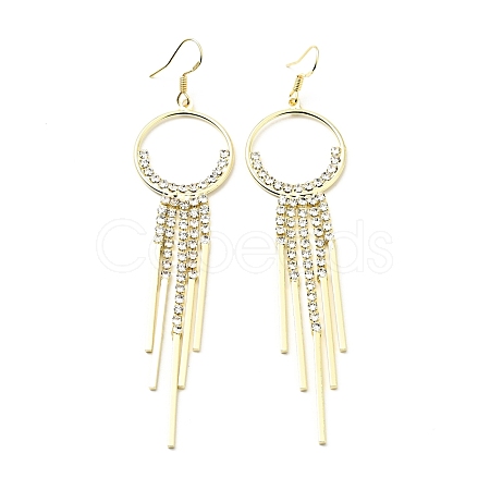 Crystal Rhinestone Ring with Tassel Dangle Earrings with 925 Sterling Silver Pins EJEW-C037-04LG-1