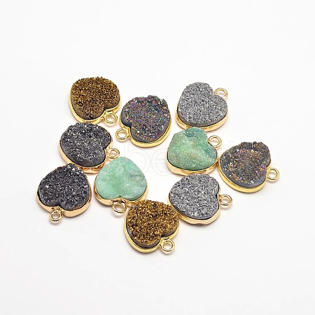 Electroplate Natural Druzy Crystal Charms G-A124-07-1