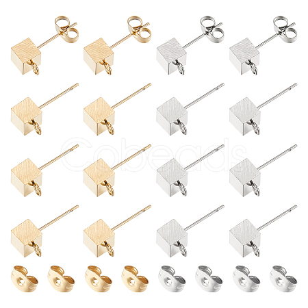 Unicraftale 40Pcs 2 Colors 304 Stainless Steel Stud Earring Findings STAS-UN0044-56-1