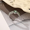 Alloy Rhinestone Plain Band Rings, Chrysolite, US Size 9(18.9mm)