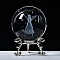 Carving Crystal Ball, Glass Sphere Decoration, with Platinum Tone Alloy Stand, Clear, Angel & Fairy, 60mm