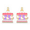 Circus Theme Alloy Enamel Pendants, Golden, Merry-Go-Round Pattern, 29.5x22.5x1.5mm, Hole: 1.6mm