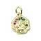 Brass Micro Pave Colorful Cubic Zirconia Pendants, with Jump Ring, Flower Charm, Real 18K Gold Plated, 12x9.5x2mm, Hole: 3mm