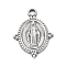 Non-Tarnish 304 Stainless Steel Pendants, Oval with Virgin Mary Pattern Charm, Stainless Steel Color, 19x14x1.5mm, Hole: 1.6mm