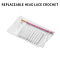 Stainless Steel French Crochet Hook, Embroidery Crochet Hook, with 10Pcs Replacement Needle Heads, Pink, Package Size: 138x82mm