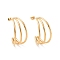 PVD Vacuum Plating 304 Stainless Steel C-shape Stud Earrings, Chunky Half Hoop Earrings for Women, Golden, 31x28.5x15mm, Pin: 0.8mm