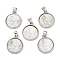 Natural White Shell Carved Cameo Lady Pendants, Rack Plating Brass Flat Round Charms, Platinum, 20.5x17x4mm, Hole: 3.5x5mm