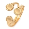 Ion Plating(IP) 304 Stainless Steel Flower Open Cuff Rings for Women, Real 14K Gold Plated, Inner Diameter: 17.5mm