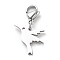 Non-Tarnish 201 Stainless Steel Bird Pendant Decorations, Lobster Clasp Charms, for Keychain, Purse, Backpack Ornament, Stainless Steel Color, 28mm