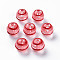 Transparent Glass Beads, Hand Drawn Beads, with Enamel, Round, Red, 12x11.5mm, Hole: 1.5~1.8mm