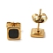 Ion Plating(IP) 304 Stainless Steel Square Stud Earrings, wtih Ename, Real 18K Gold Plated, 6x6mm