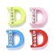 Spray Painted Zinc Alloy Slide Charms,with Crystal Rhinestone, Letter Slide Charms, Mixed Color, Letter.D, 11.5~13mm