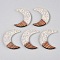 Epoxy Resin & Walnut Wood Pendants, with Paillette/Sequin, Moon, Old Lace, 38x27~28.5x3.5mm, Hole: 1.6mm