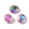 Glass Rhinestone Cabochons, Flat Back & Back Plated, Faceted, Oval, Heliotrope, 10x8x4.5mm